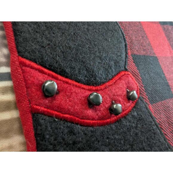 NEW Red Black Buffalo Plaid Cat Christmas Stocking With Bells Holiday - Picture 2 of 8